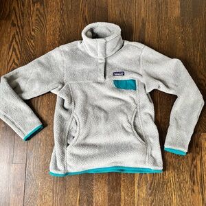 Patagonia Fleece Womens Small Grey Snap-T Deep Pile Turtle Neck Polartec